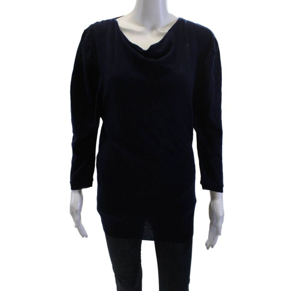 LA Made Unisex Dark Blue Pullover Sweater 92% Wool Cashmere 3/4 Sleeve Size M